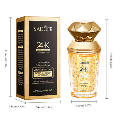 SADOER 24K Golden Collagen Serum for Face Moisturizing anti Wrinkles Hydrating Anti-Aging Facial Essence Skin Care Products