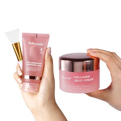 Collagen Jelly Cream Hydrolyzed Collagen Overnight Facial Mask Wrapping Peel-Off Mask Hydrating Firming Moisturizing Skincare