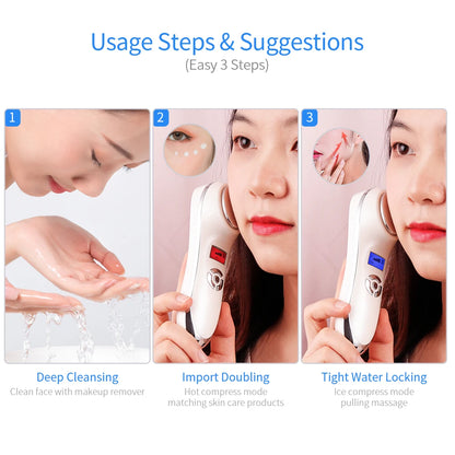 Portable Hot Cold Hammer Beauty Device Ultrasonic Cryotherapy Skin Lifting Tightening Vibration Massager Shrink Pores anti Aging
