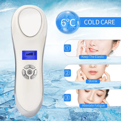 Portable Hot Cold Hammer Beauty Device Ultrasonic Cryotherapy Skin Lifting Tightening Vibration Massager Shrink Pores anti Aging