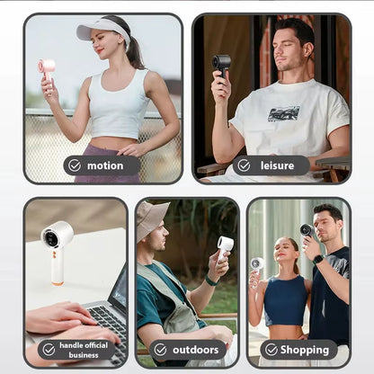 Mini Handheld Fan USB Fast Charging Portable Air Calculating Fan Mute Personal Highspeed Fan for Travel Outdoor Activities