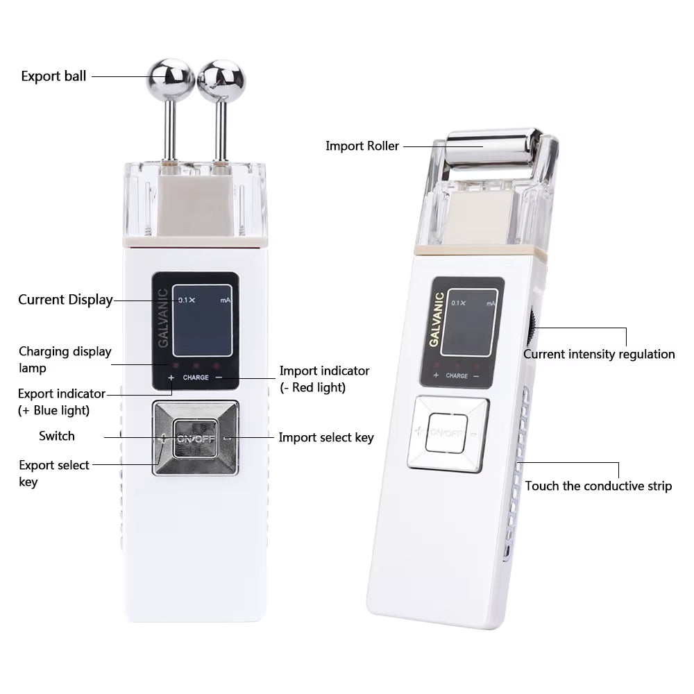 2 in 1 Galvanic Face Lifting Roller Skin Care Reduce Wrinkles Skin Tightening Deep Pore Clean Microcurren Rejuvenation Device