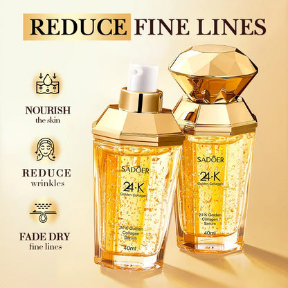SADOER 24K Golden Collagen Serum for Face Moisturizing anti Wrinkles Hydrating Anti-Aging Facial Essence Skin Care Products