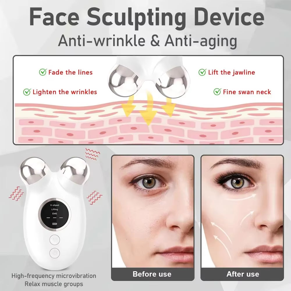 Facial Massager EMS Microcurrent Lifting Device Face Roller anti Wrinkle V Shape Lift Chin-Up Face Lift Machine Skincare Tool