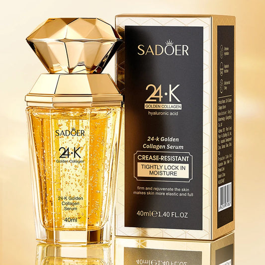 SADOER 24K Golden Collagen Serum for Face Moisturizing anti Wrinkles Hydrating Anti-Aging Facial Essence Skin Care Products