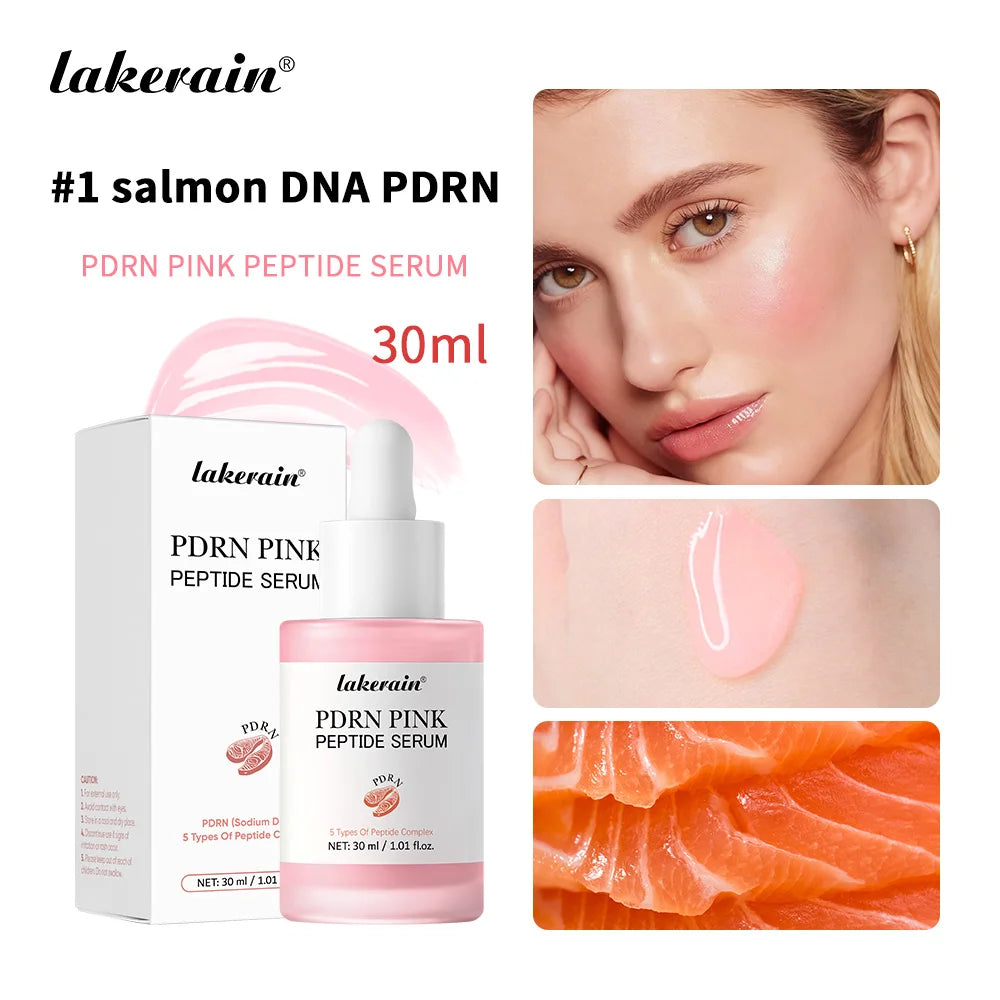30Ml Salmon PDRN Pink Peptide Facial Serum Deep Moisturizing Long-Lasting Hydration Pink Glow Serum Even Skin Tone Korean Skinca