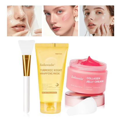 Collagen Jelly Cream Hydrolyzed Collagen Overnight Facial Mask Wrapping Peel-Off Mask Hydrating Firming Moisturizing Skincare