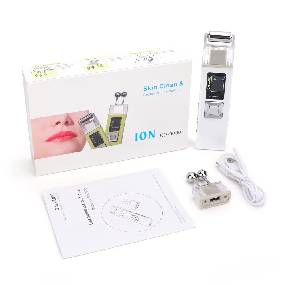 2 in 1 Galvanic Face Lifting Roller Skin Care Reduce Wrinkles Skin Tightening Deep Pore Clean Microcurren Rejuvenation Device