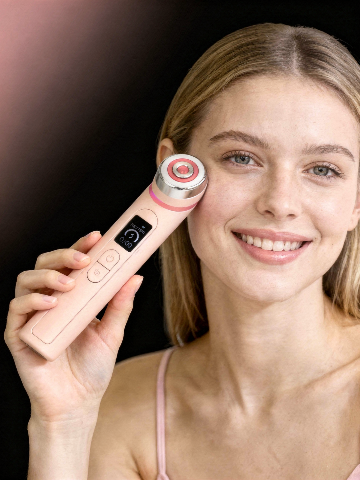Portable Glow Booster being used on the face