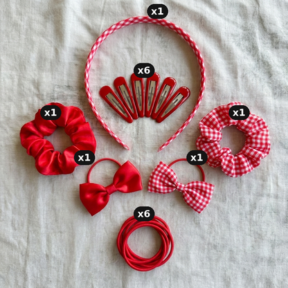 Girls School Hair Accessories Set – UK Uniform Colours, Bows, Clips & Scrunchies