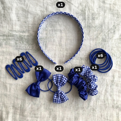 Girls School Hair Accessories Set – UK Uniform Colours, Bows, Clips & Scrunchies